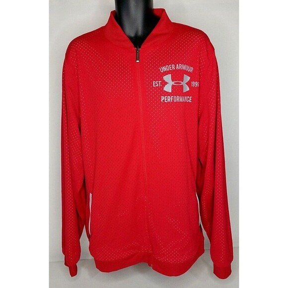 Under Armour Track Jacket Mens 2XL Reversible Red Gray Cold Gear Performance - Picture 1 of 5